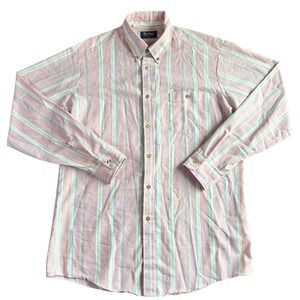 Par Four Sportswear Mens Large Tall Pink Striped Button Down Shirt Made in USA